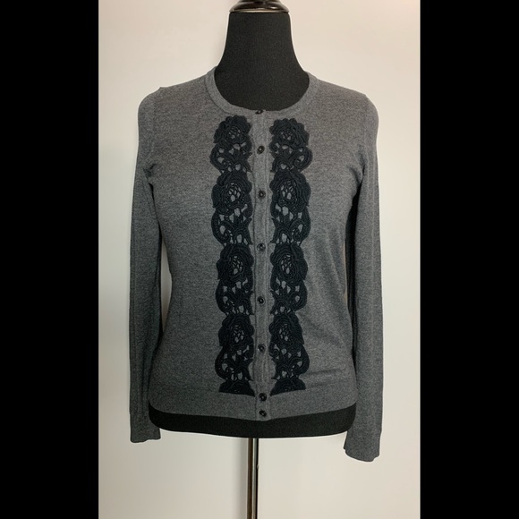 Talbots Sweaters - Talbots Cardigan Gray and Black Lace EUC Medium